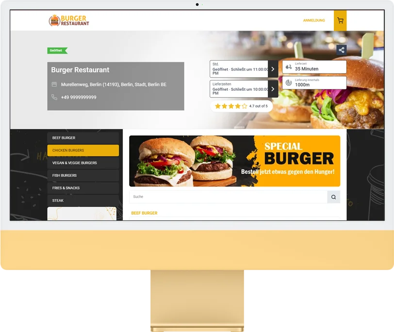 Online ordering desktop